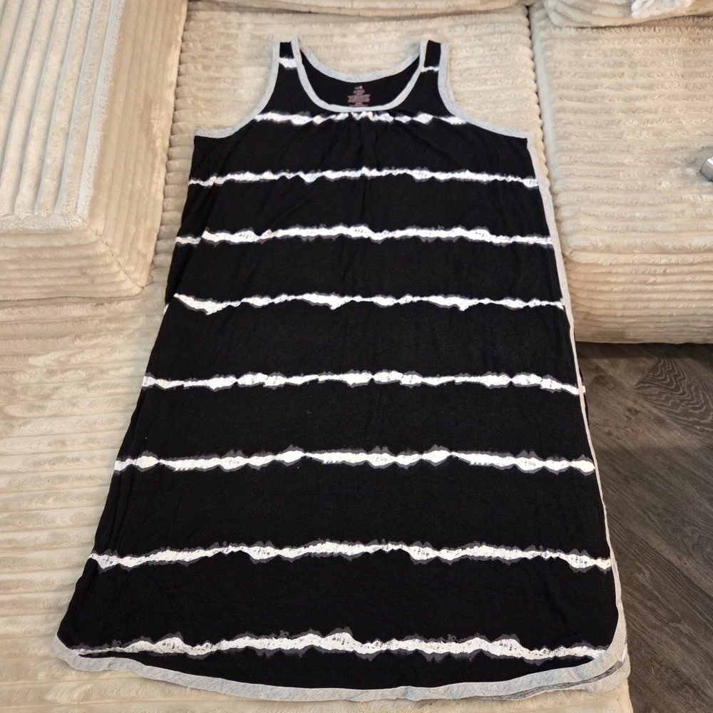 Secret Treasures 2X Black Night Dress Sleeveless Scoop Neck Midi Women's Plus